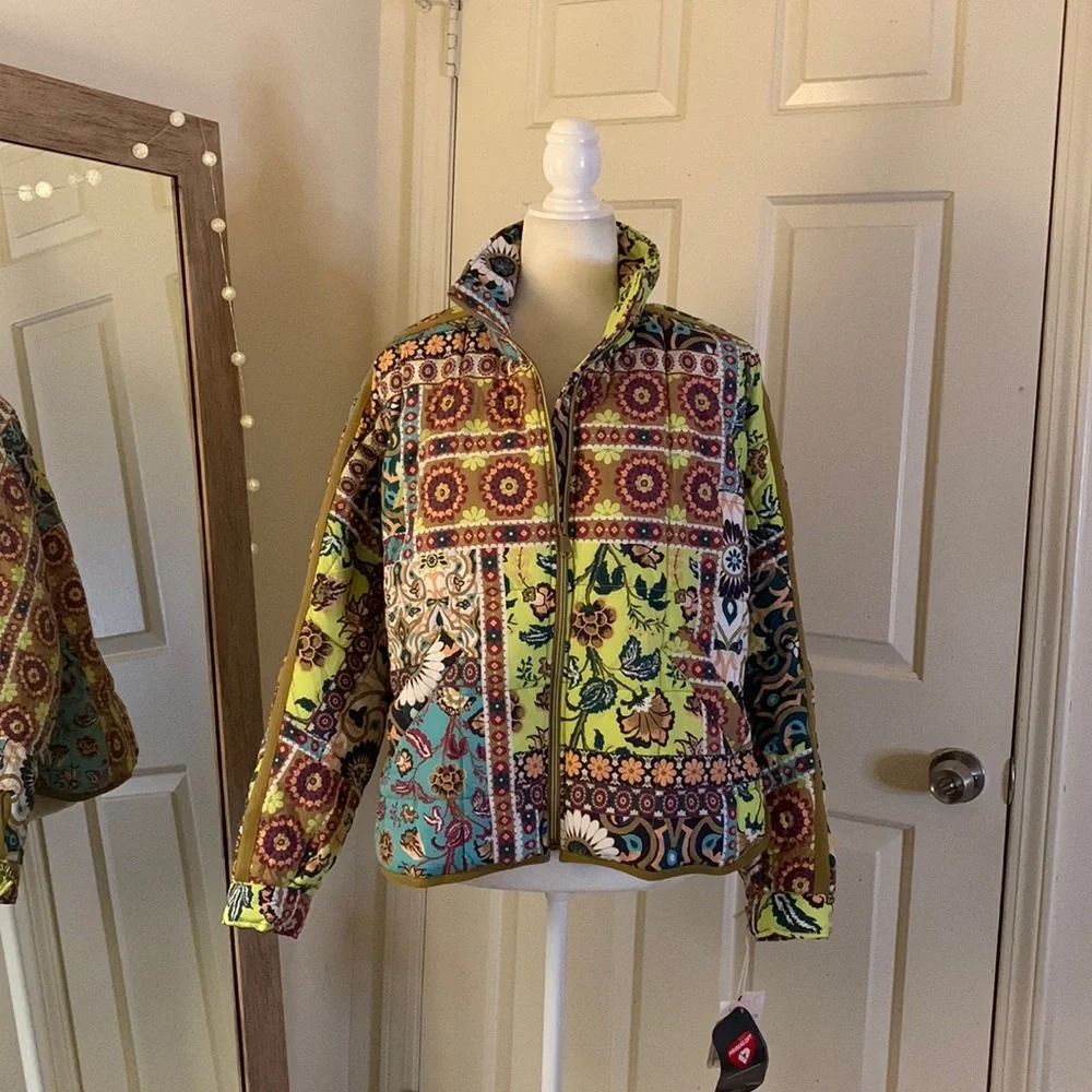 Free People Multicolor Patterned Puffer Jacket